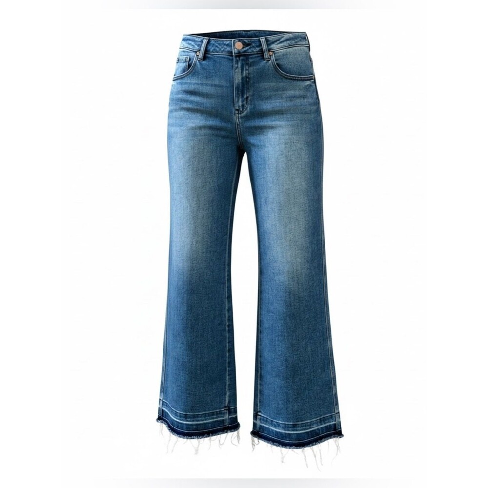 Risen High-Rise Wide-Leg Jeans in Medium Blue - Size 13/31